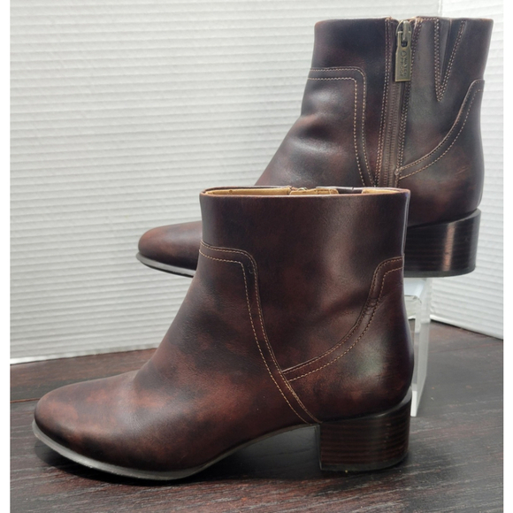 Vionic Womens Kamryn Brown Leather Ankle Boots Block Heel Size 9.5 - Picture 1 of 16